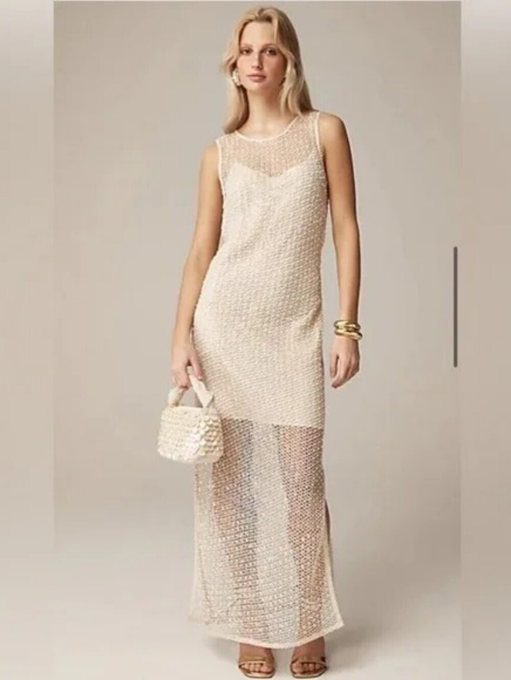 J Crew Collection sheer slip dress with pearls Small